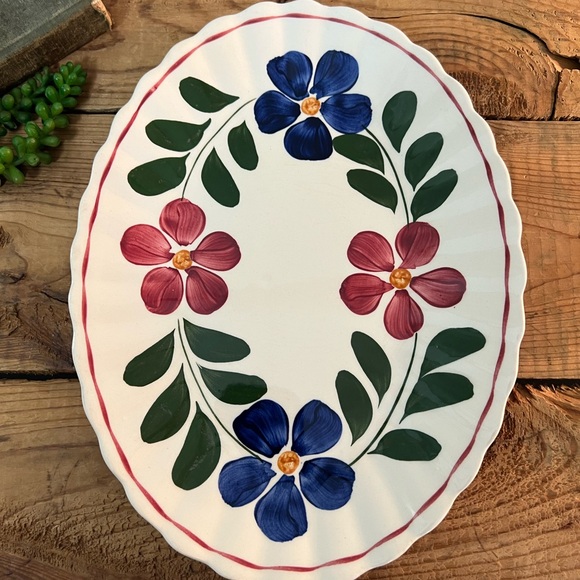 Vintage flower platter Blueridge southern potteries plate - Picture 2 of 3